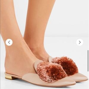 BNIB Aquazurra powder puff suede mules Blush pink